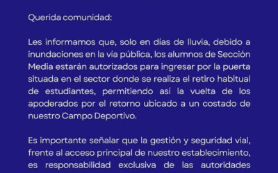 Informativo respecto al ingreso de estudiantes de Sección Media en días de lluvia