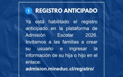 Proceso de Admisión Escolar 2026: Registro anticipado y encuentros en colegios