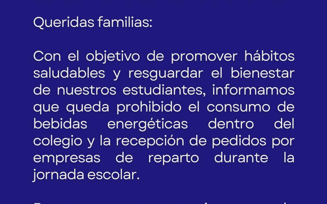 Informativo respecto al consumo de bebidas energéticas y entregas por parte de repartidores