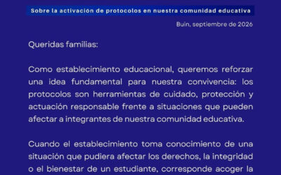 Comunicado sobre la activación de protocolos en nuestra comunidad educativa